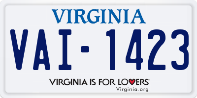 VA license plate VAI1423