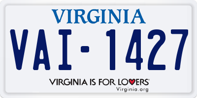 VA license plate VAI1427