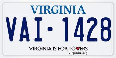 VA license plate VAI1428