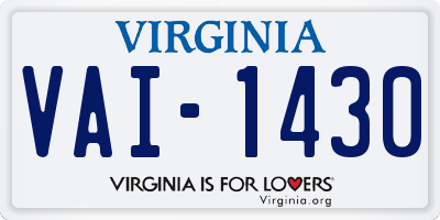 VA license plate VAI1430