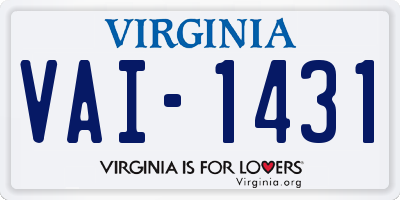 VA license plate VAI1431