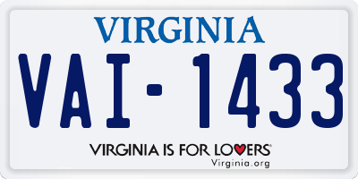 VA license plate VAI1433