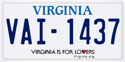 VA license plate VAI1437