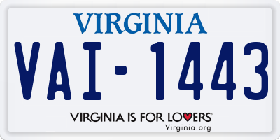 VA license plate VAI1443