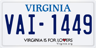 VA license plate VAI1449