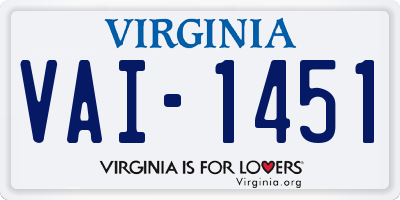 VA license plate VAI1451