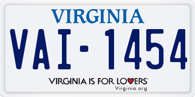 VA license plate VAI1454