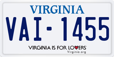 VA license plate VAI1455