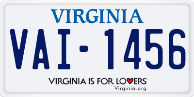 VA license plate VAI1456
