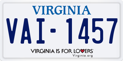 VA license plate VAI1457