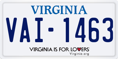 VA license plate VAI1463