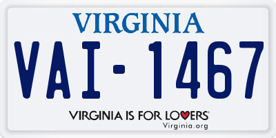 VA license plate VAI1467