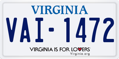 VA license plate VAI1472