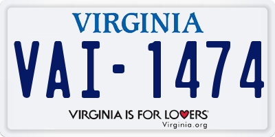 VA license plate VAI1474