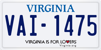 VA license plate VAI1475