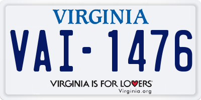 VA license plate VAI1476