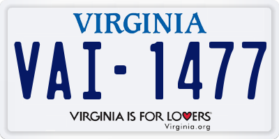 VA license plate VAI1477