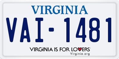 VA license plate VAI1481