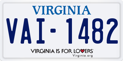VA license plate VAI1482