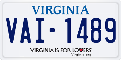 VA license plate VAI1489