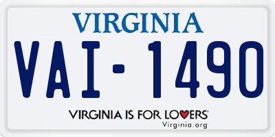 VA license plate VAI1490