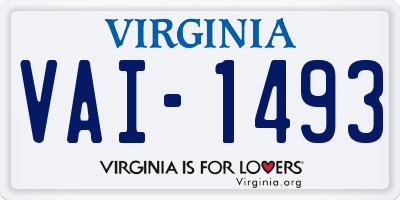 VA license plate VAI1493