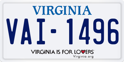 VA license plate VAI1496