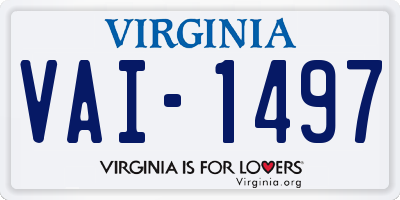 VA license plate VAI1497