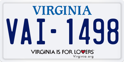 VA license plate VAI1498