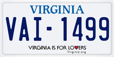 VA license plate VAI1499