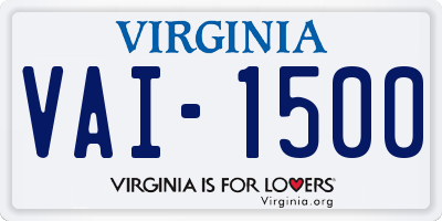 VA license plate VAI1500