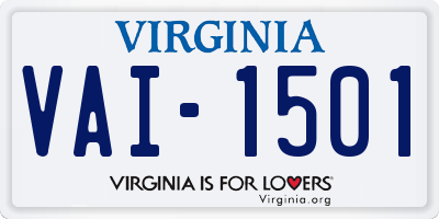 VA license plate VAI1501