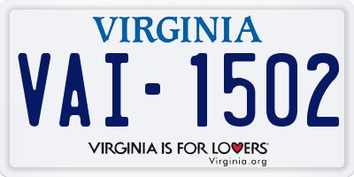 VA license plate VAI1502