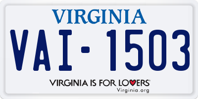 VA license plate VAI1503
