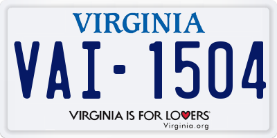 VA license plate VAI1504