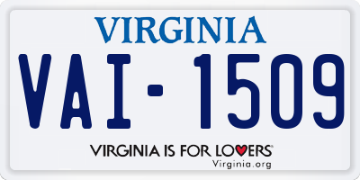VA license plate VAI1509