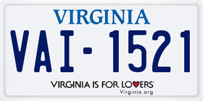VA license plate VAI1521