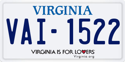 VA license plate VAI1522