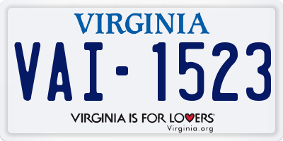 VA license plate VAI1523