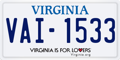 VA license plate VAI1533