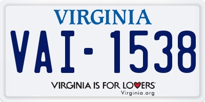 VA license plate VAI1538