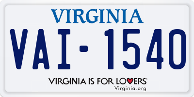 VA license plate VAI1540
