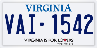 VA license plate VAI1542