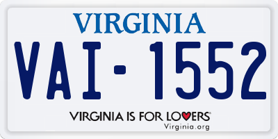 VA license plate VAI1552