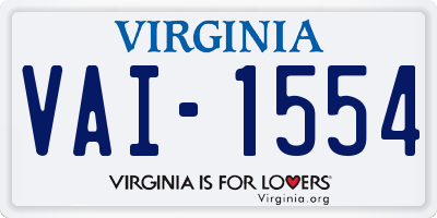 VA license plate VAI1554