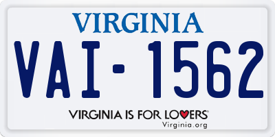 VA license plate VAI1562