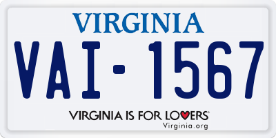 VA license plate VAI1567