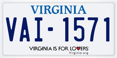 VA license plate VAI1571