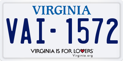 VA license plate VAI1572