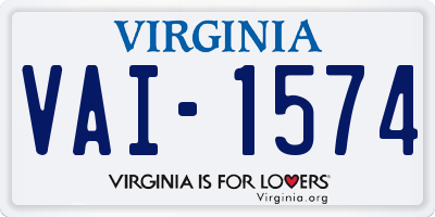 VA license plate VAI1574
